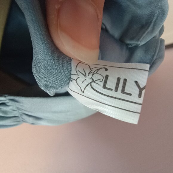 LILY SILK blue turtleneck blouse 90% silk size XS - Picture 4 of 9